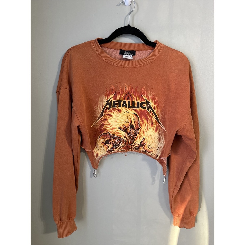 Bershka Metallica Crop Top Sweater Sad But True Heavy Metal‎ Women's Tee Small